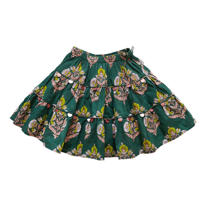 Pink Chicken Allie Skirt - Hunter Green Flower