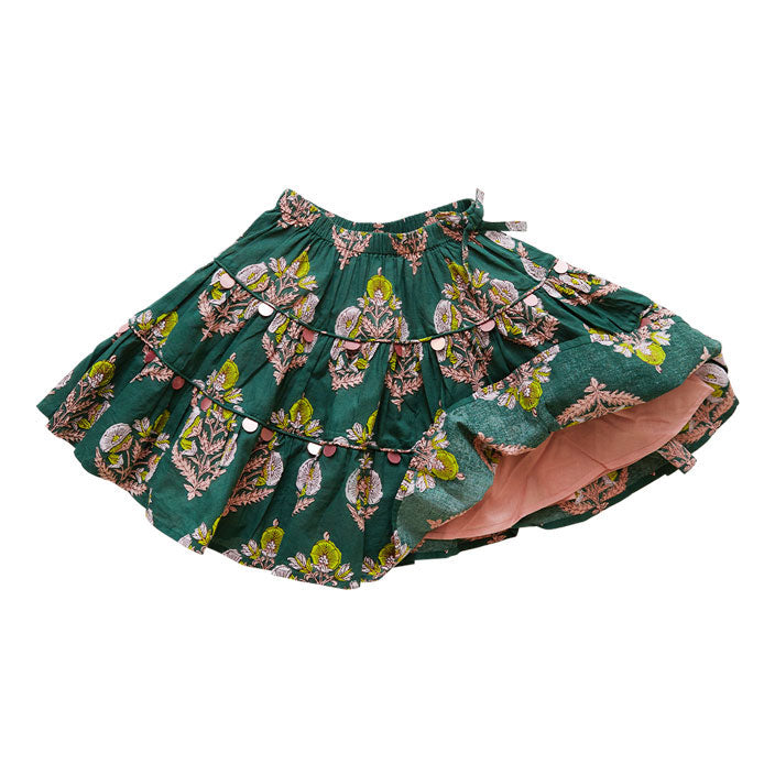 Pink Chicken Allie Skirt - Hunter Green Flower
