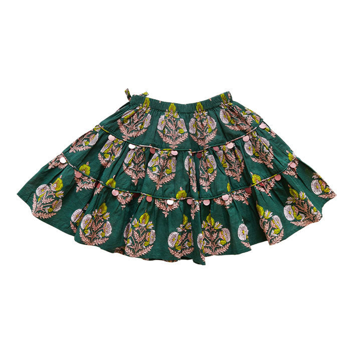 Pink Chicken Allie Skirt - Hunter Green Flower