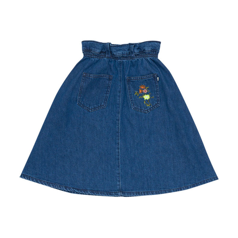The New Society Blue Denim Embroidery Allegria Special Skirt