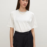 Les Coyotes De Paris White Printed Collar Oversized Anica Tee
