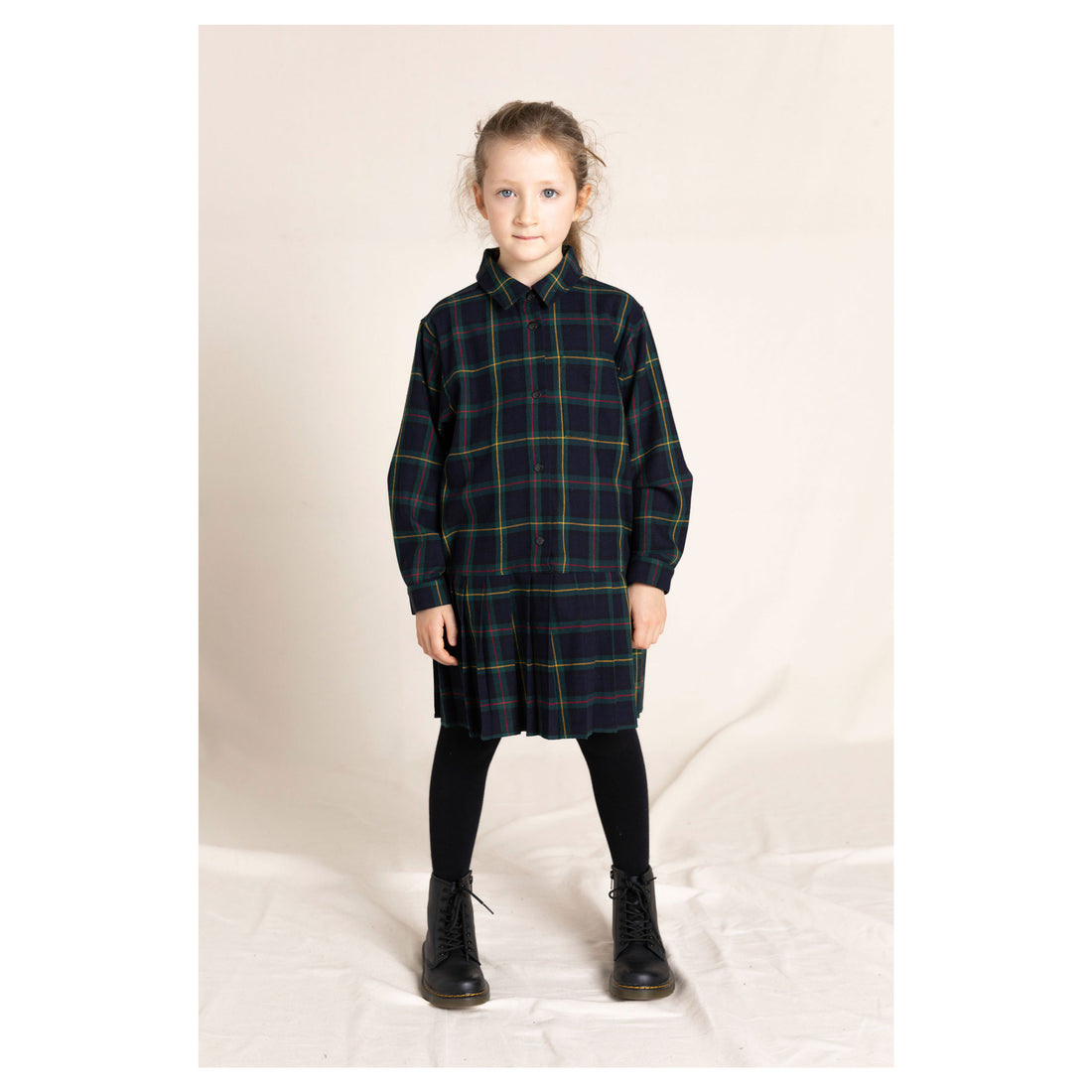 Finger in the Nose Ashton Green Checkers Buttoned Dress