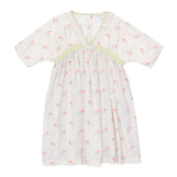 Caramel Rose Bouquet Print Asparagus Dress
