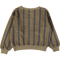 Bonmot Taupe Stripes Logo Velvet Sweatshirt