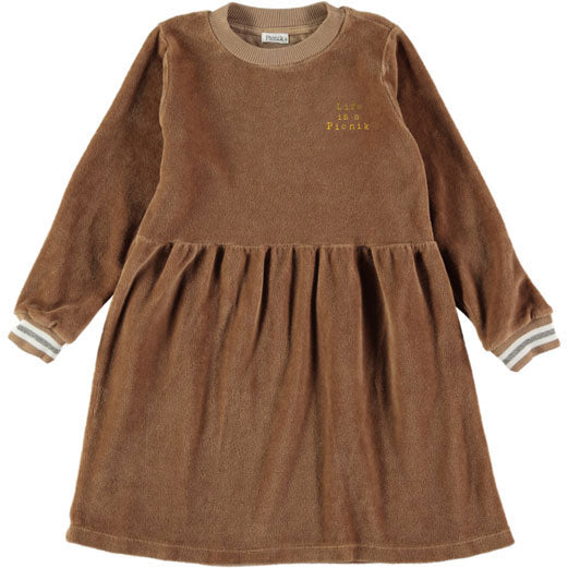 Picnik Camel Striped Cuff  Dress