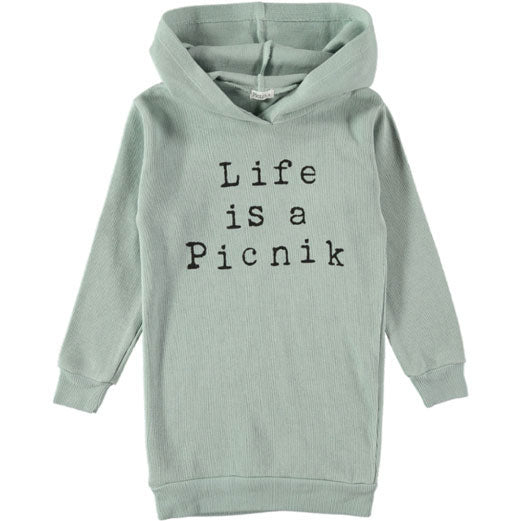 Picnik Blue Life Is A Picnik Hooded Sweatshirt Dress