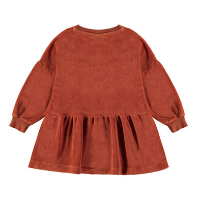Bonmot Terracotta Velvet Side Stripes Dress