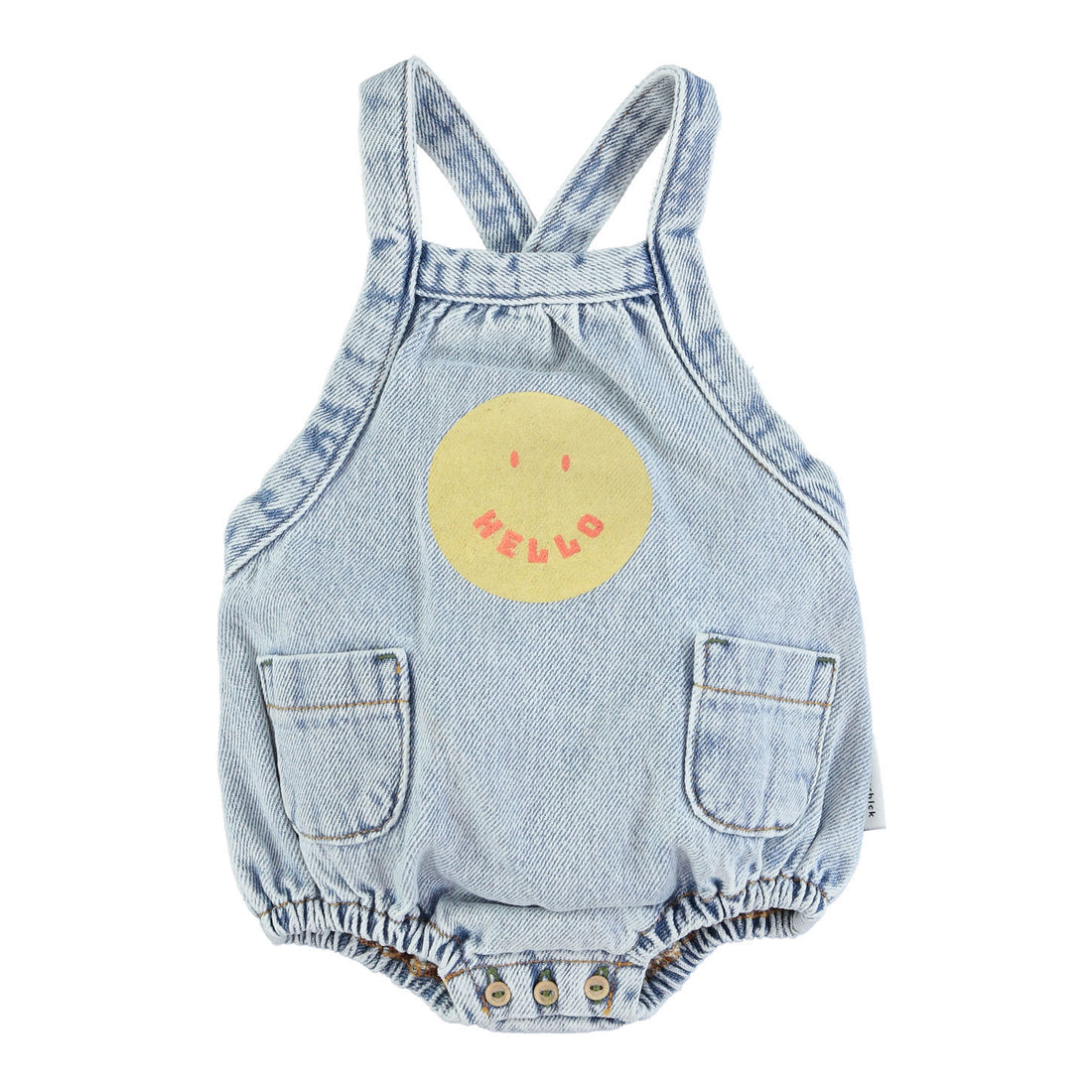 Piupiuchick Washed Blue Smile Romper