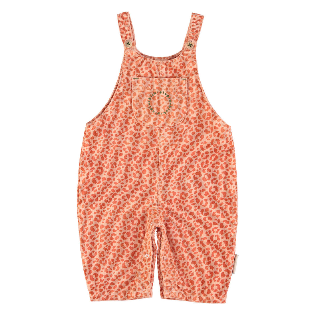 Piupiuchick Light Pink/Brick Print Corduroy Baby Dungarees