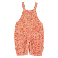 Piupiuchick Light Pink/Brick Print Corduroy Baby Dungarees