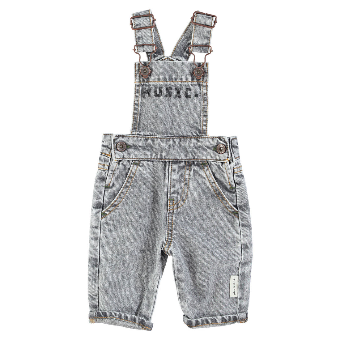 Piupiuchick Washed Grey Denim Dungarees