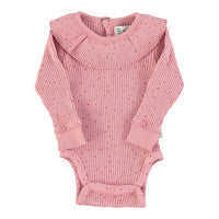 Piupiuchick Pink Stars Ribbed Bodysuit