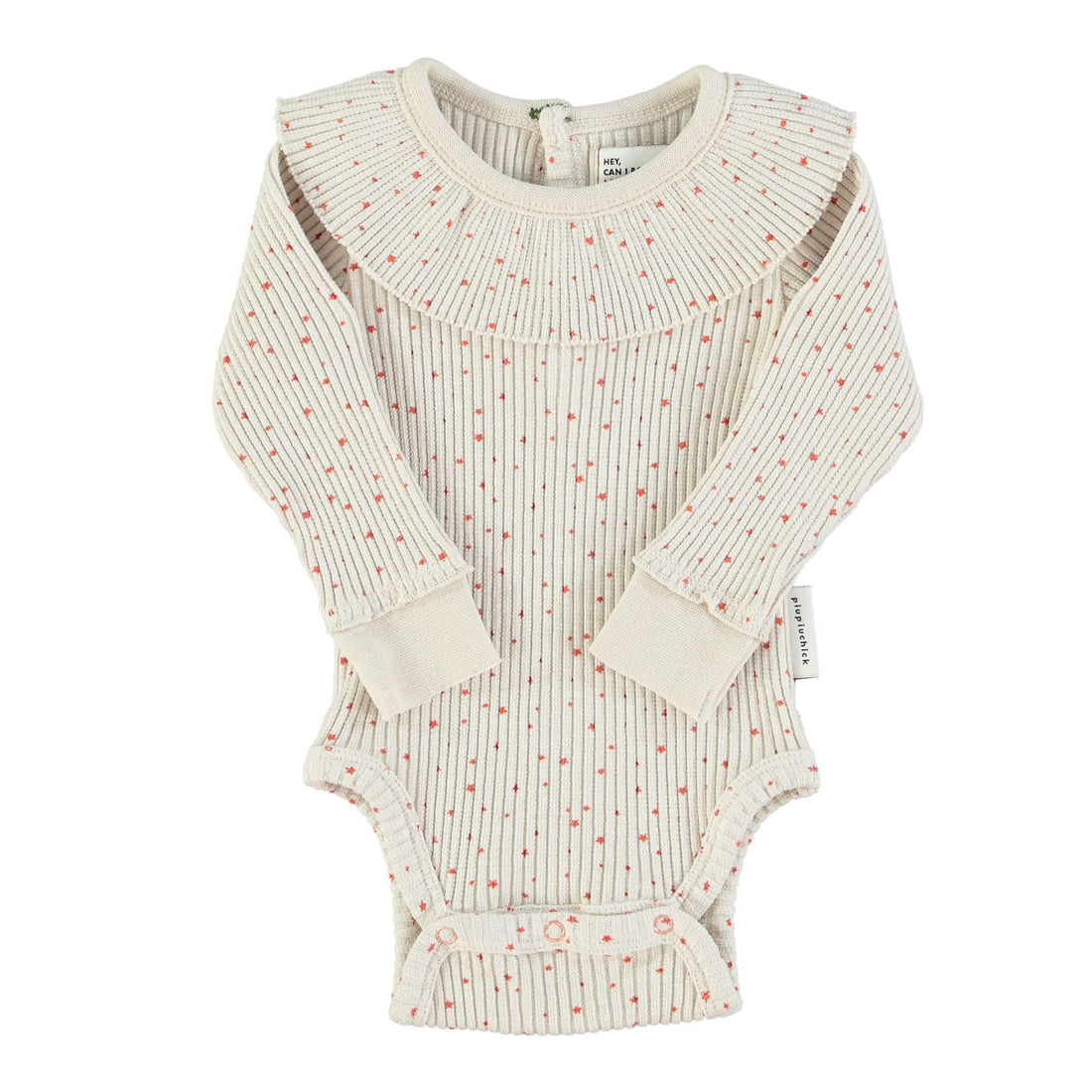 Piupiuchick Taupe Stars Ribbed Bodysuit