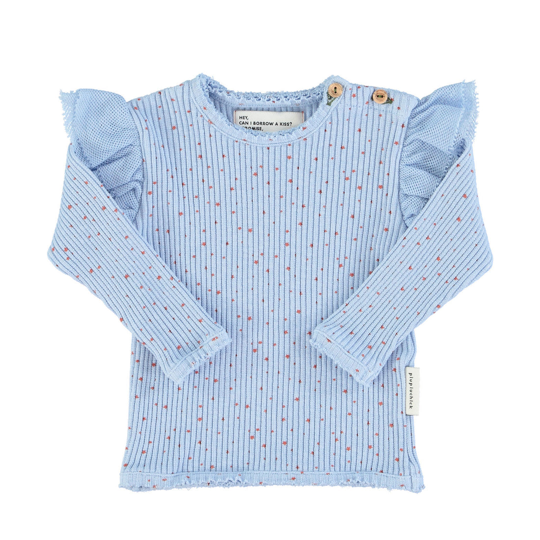 Piupiuchick Light Blue Little Star Frill Long Sleeve Tee