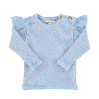 Piupiuchick Light Blue Little Star Frill Long Sleeve Tee