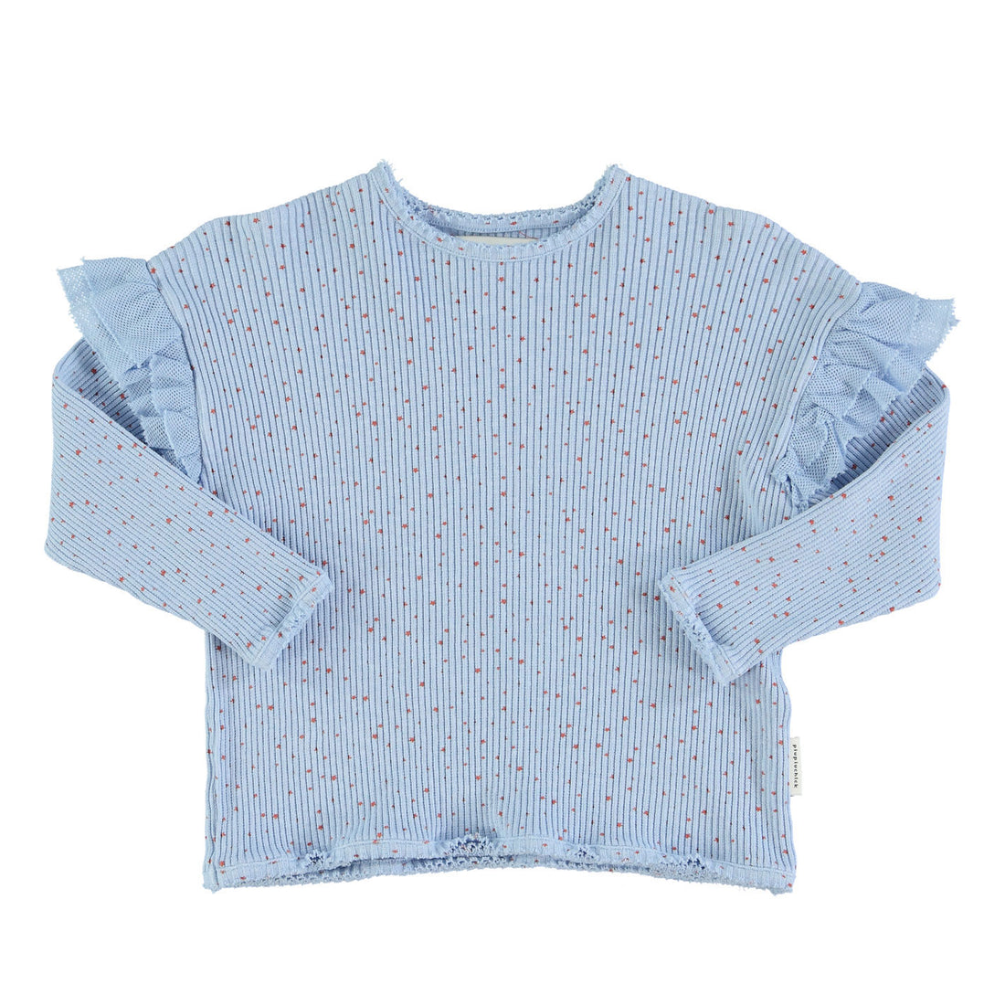 Piupiuchick Light Blue Little Star Frill Long Sleeve Tee