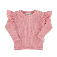 Piupiuchick Pink Little Star Frill Long Sleeve Tee