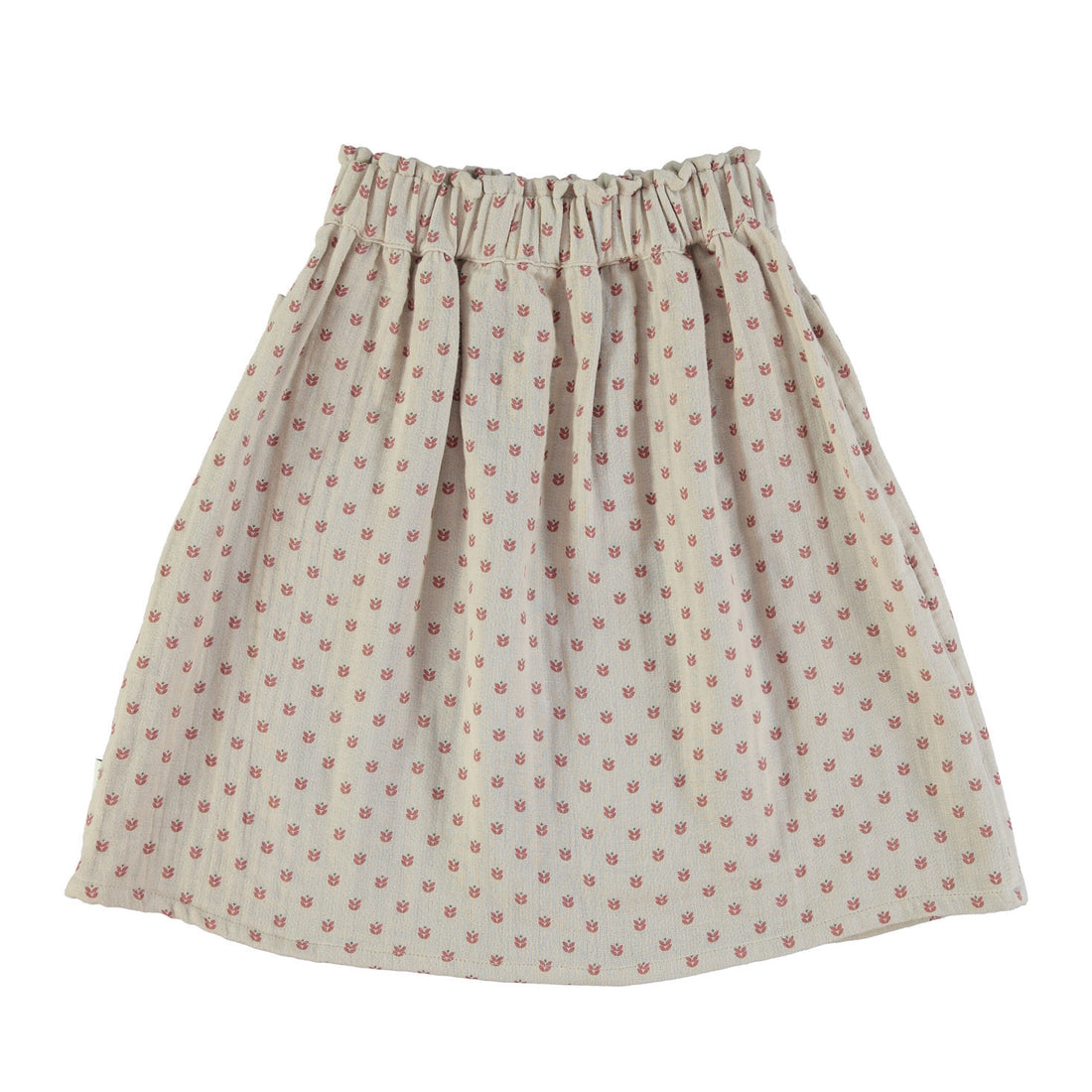 Piupiuchick Taupe Little Flowers Frilled Long Skirt