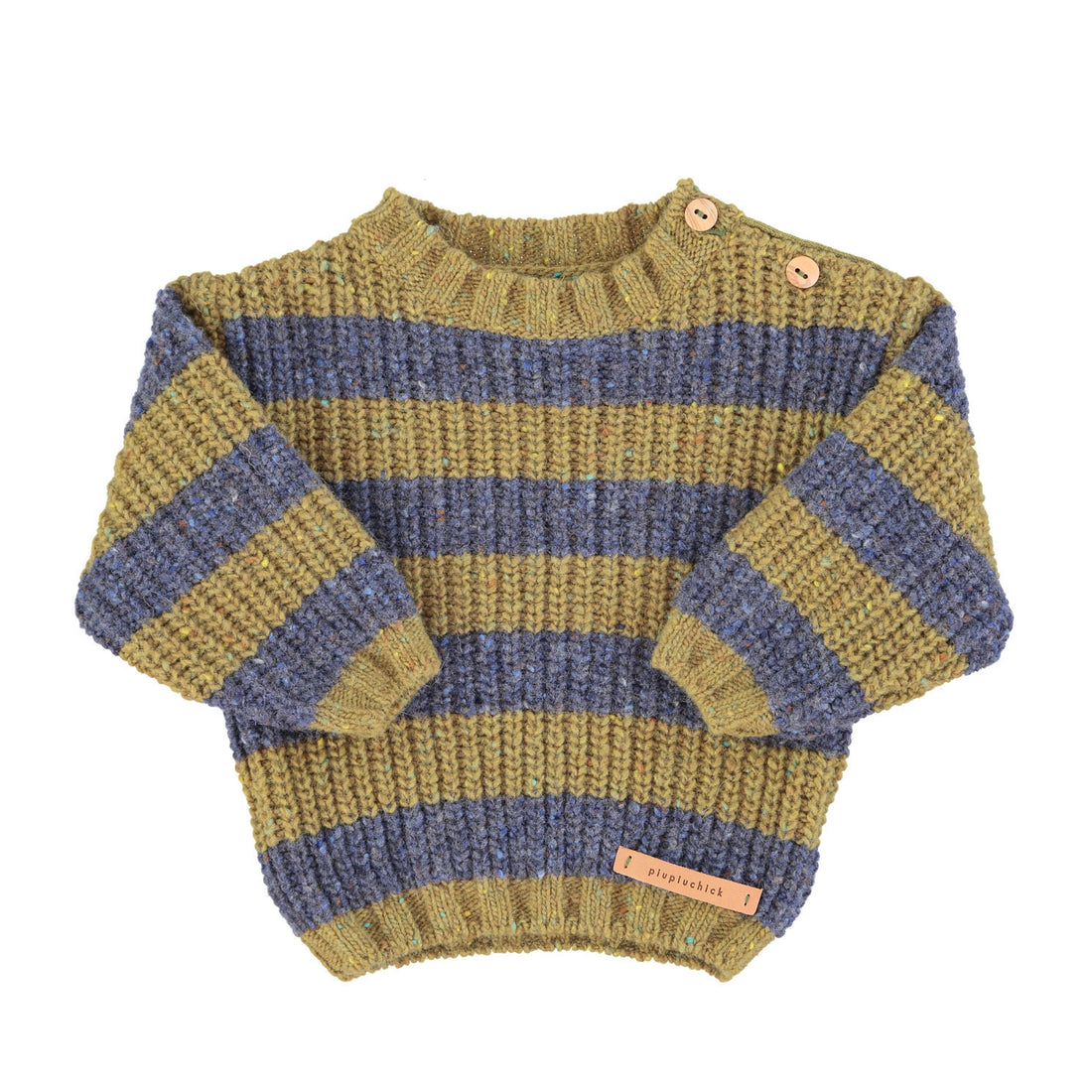 Piupiuchick Olive Green Stripe Knit Sweater