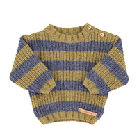 Piupiuchick Olive Green Stripe Knit Sweater