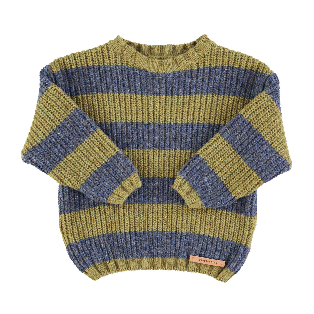 Piupiuchick Olive Green Stripe Knit Sweater