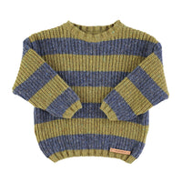 Piupiuchick Olive Green Stripe Knit Sweater