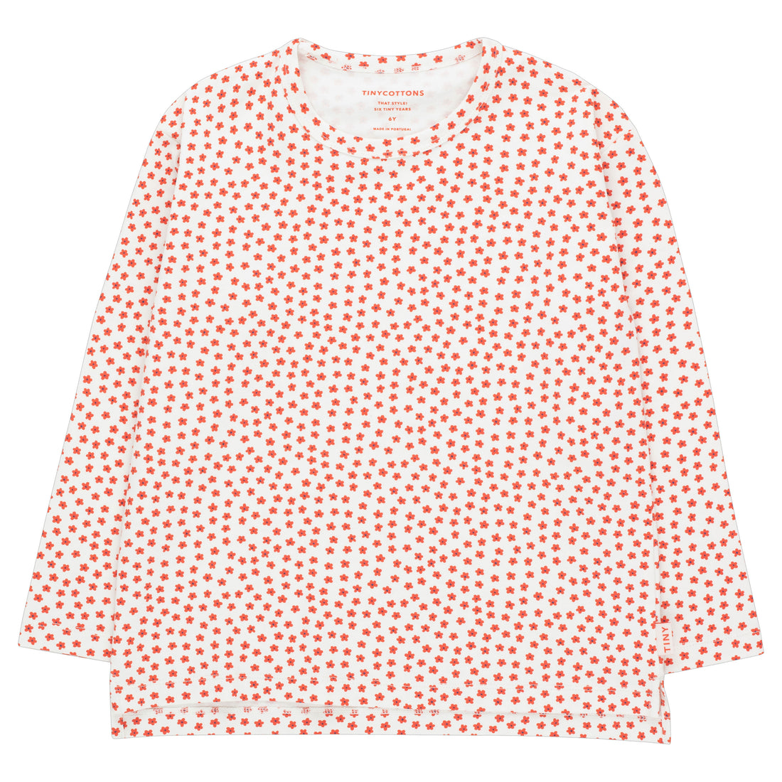 Tiny Cottons Snow/Deep Red Tiny Flowers Tee