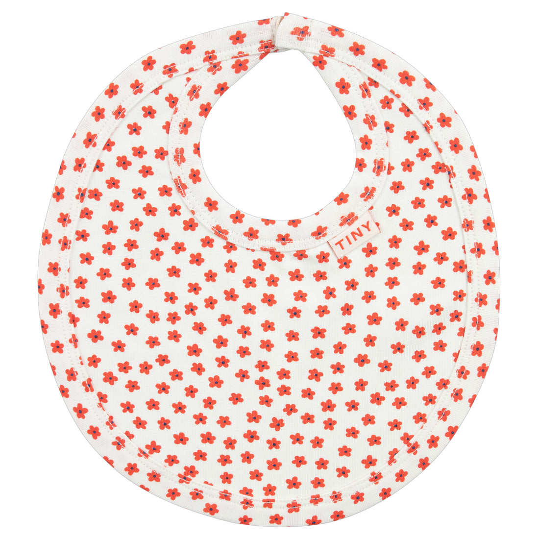Tiny Cottons Snow/Deep Red Tiny Flowers Bib