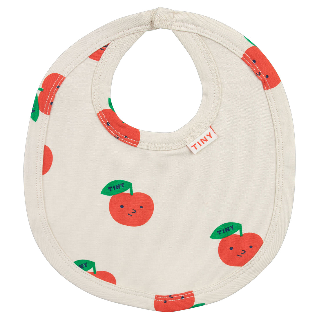 Tiny Cottons Sandstone/Deep Red Apples Bib