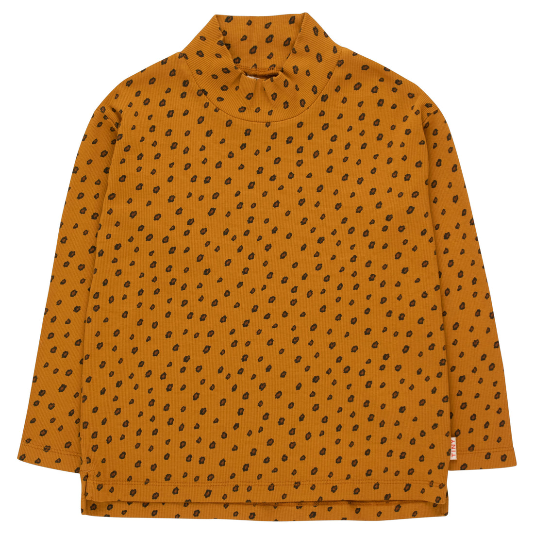 Tiny Cottons Mustard/Chestnut Animal Print Mockneck Tee