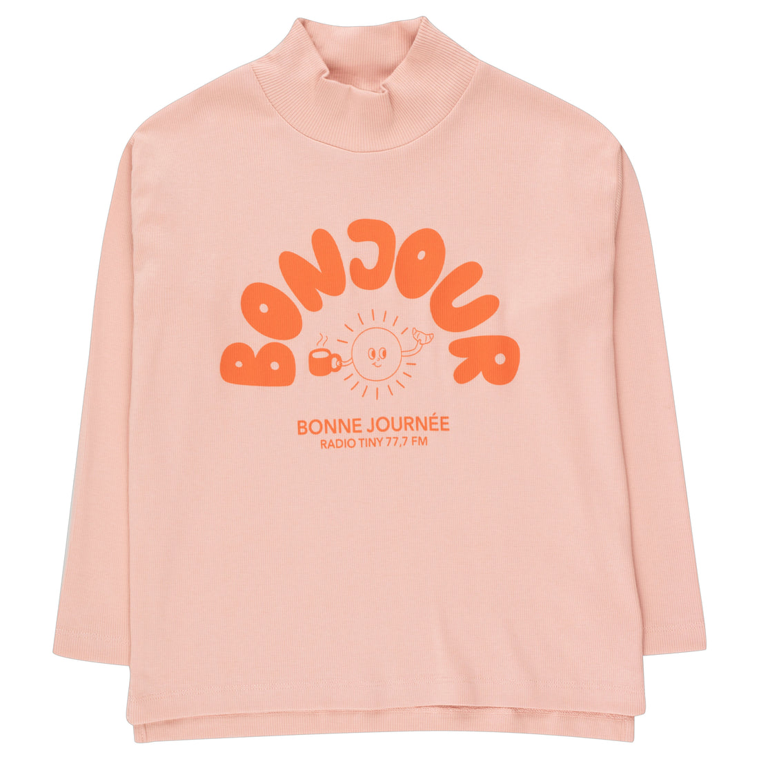 Tiny Cottons Powder Pink/Summer Red Bonjour Mockneck Tee