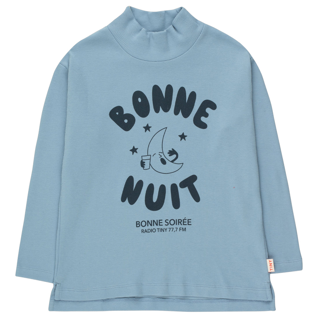 Tiny Cottons Grey/Asphalt Bonne Nuit Mockneck Tee