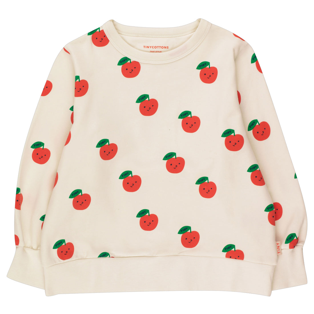 Tiny Cottons Light Cream/Deep Red Apples Sweatshirt
