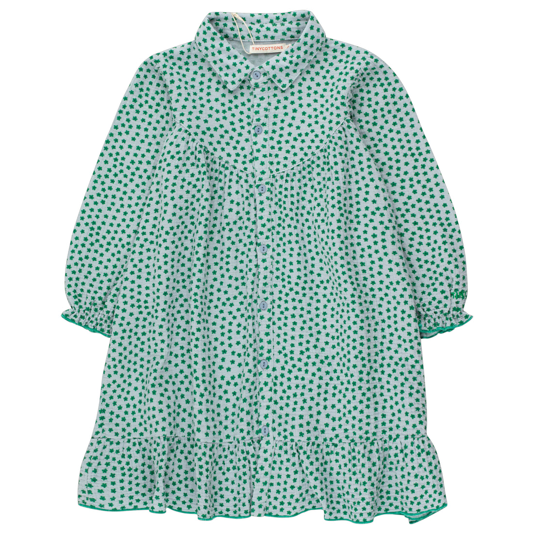 Tiny Cottons Grey/Grass Green Tiny Flowers Frills Dress