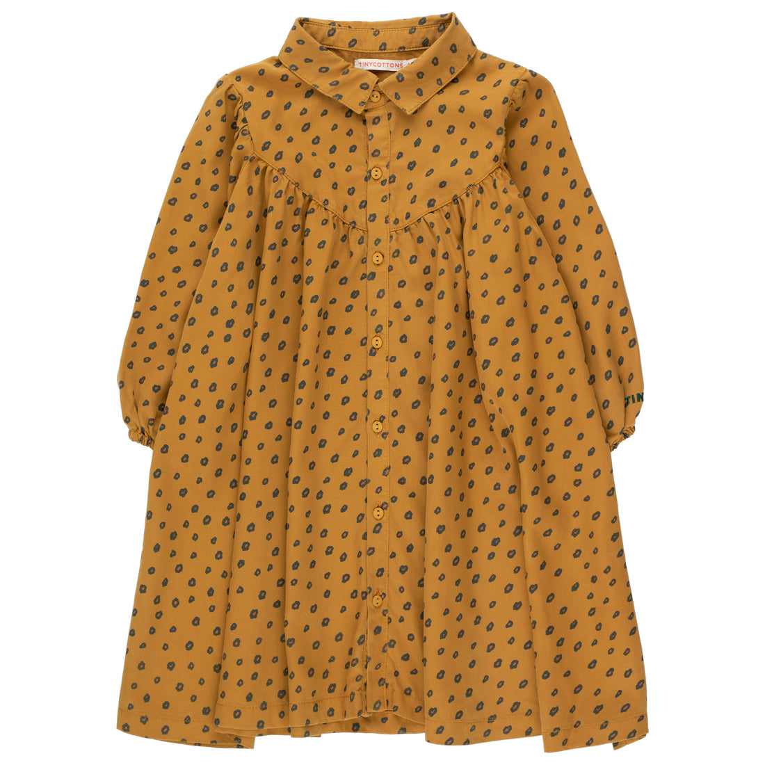 Tiny Cottons Mustard/Chestnut Animal Print Frills Dress