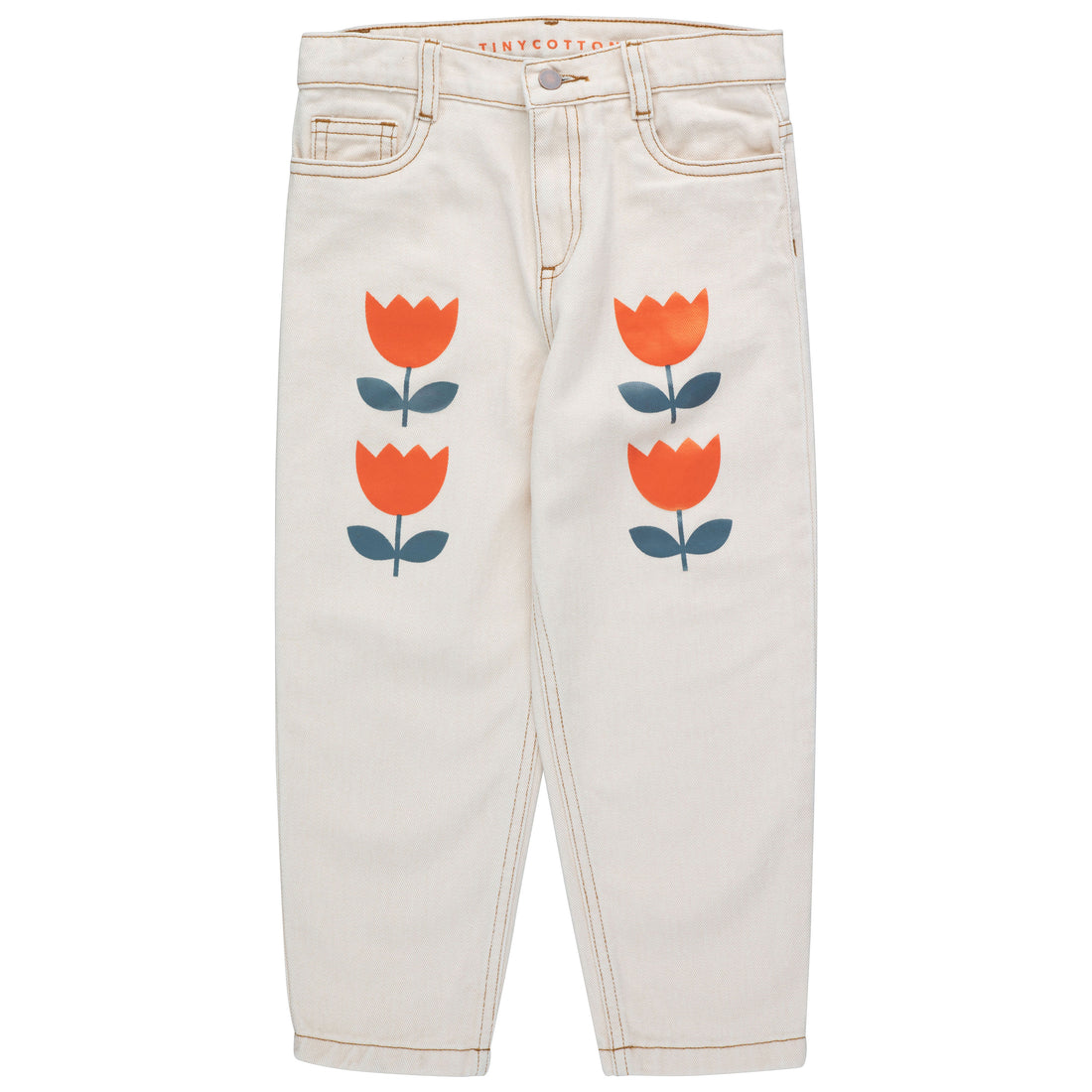 Tiny Cottons Nude Flowers Baggy Jeans