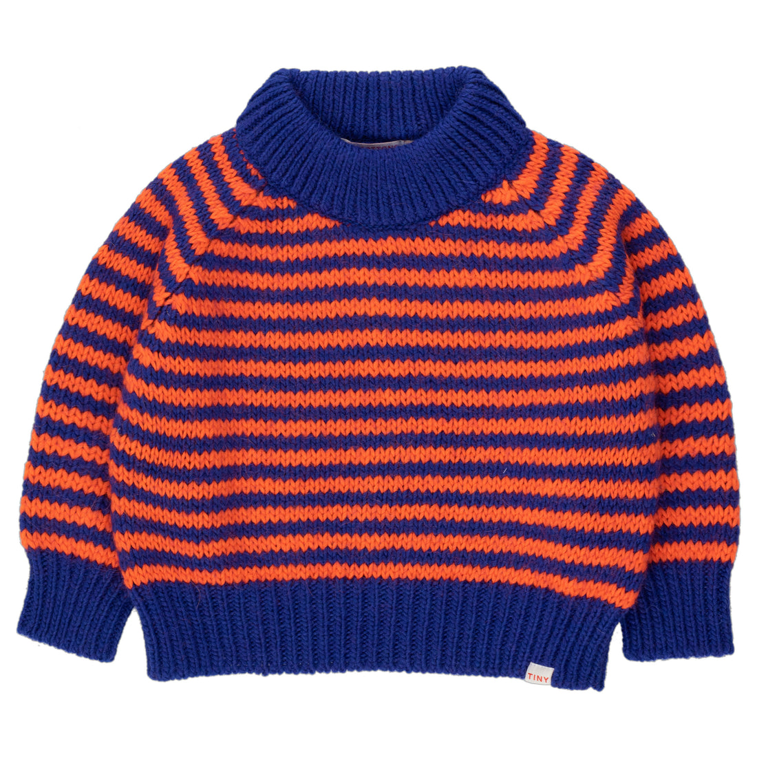 Tiny Cottons IndigOSummer Red Thin Stripes Mockneck Sweater