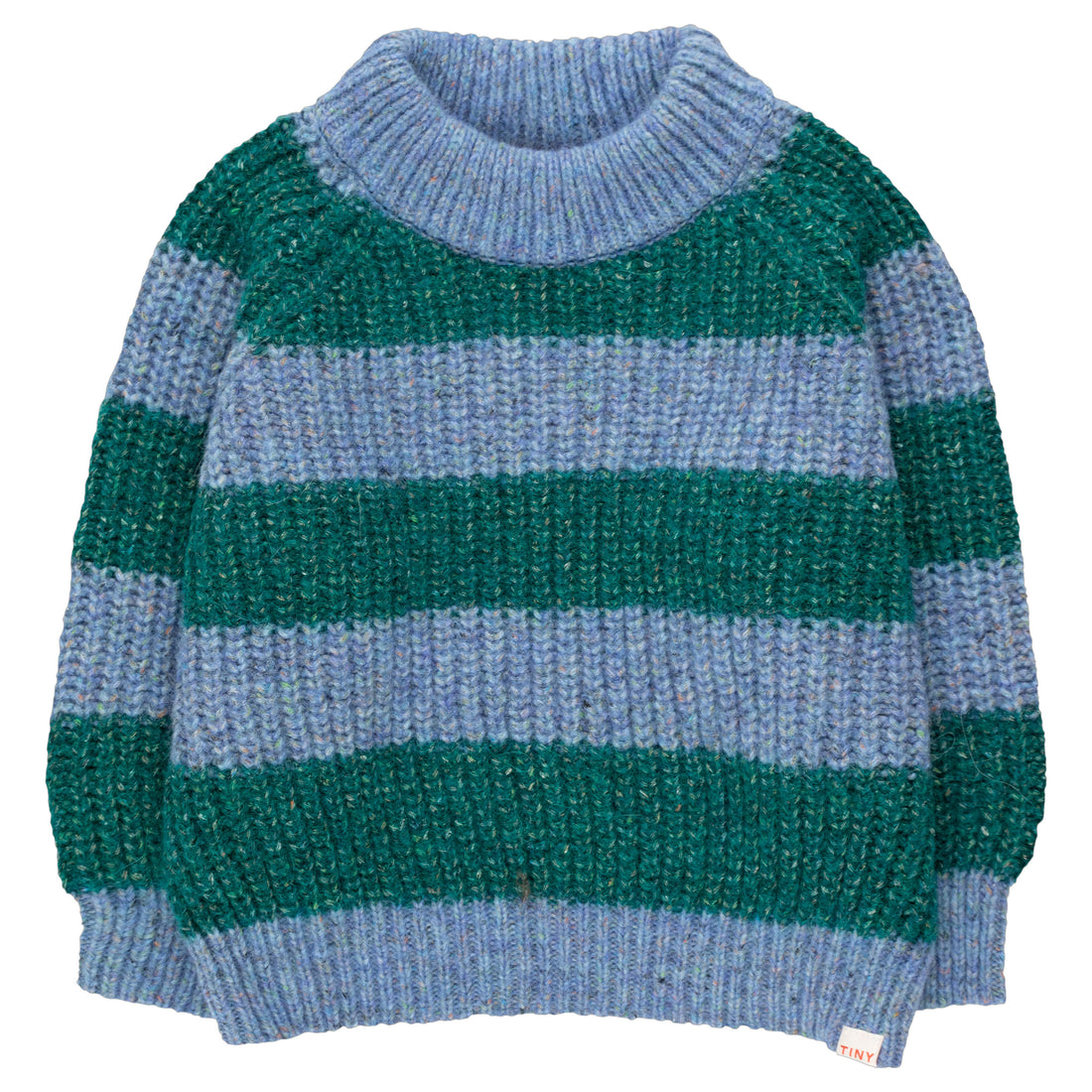 Tiny Cottons Cold Grey/Petrol Green Big Stripes Mockneck Sweater