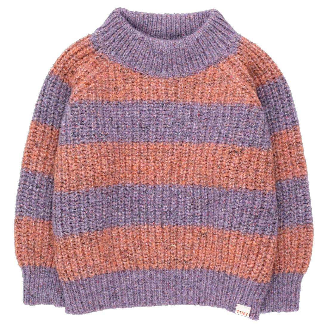 Tiny Cottons Violet/Powder Pink Big Stripes Mockneck Sweater