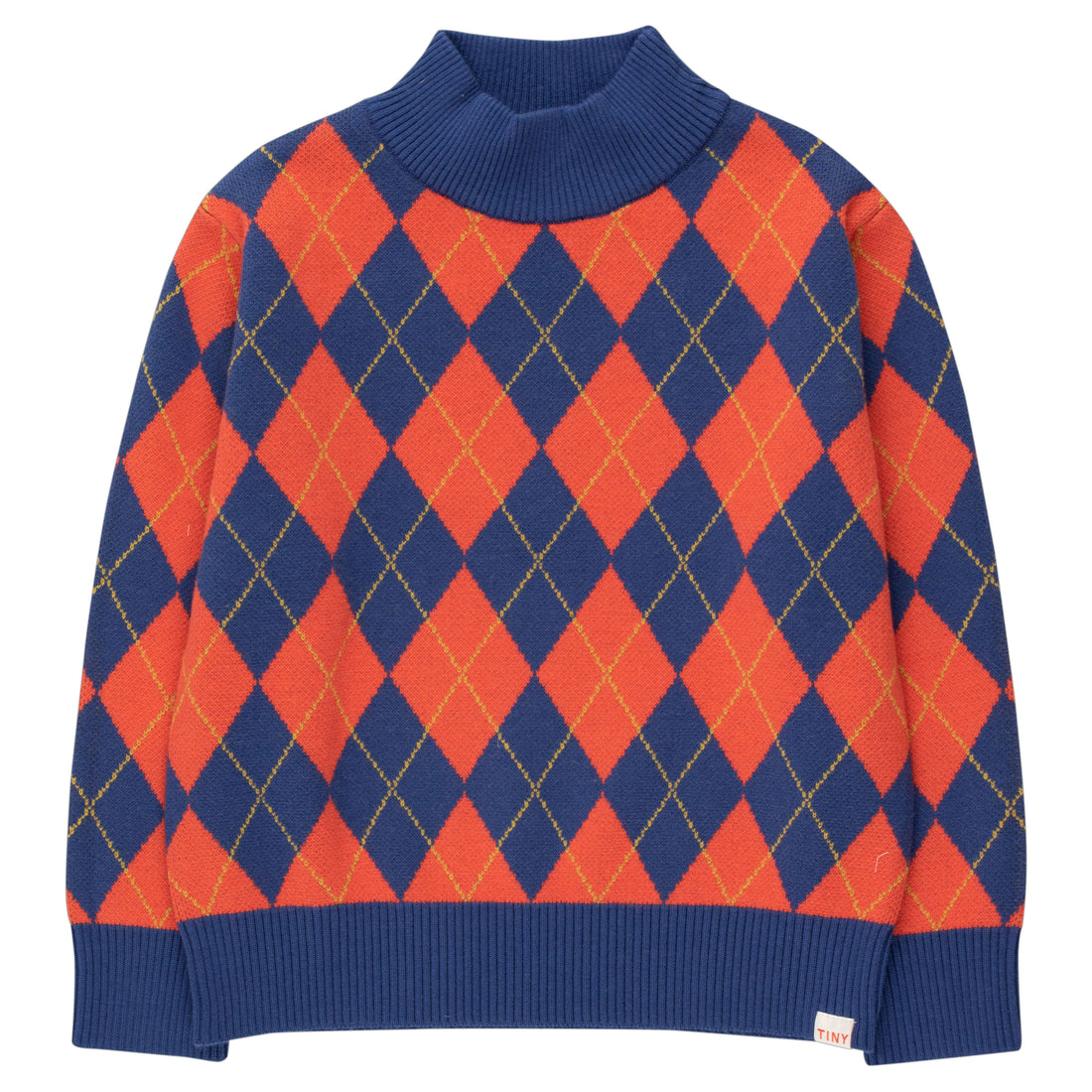 Tiny Cottons Indigo Summer Red Diamond Mockneck Sweater
