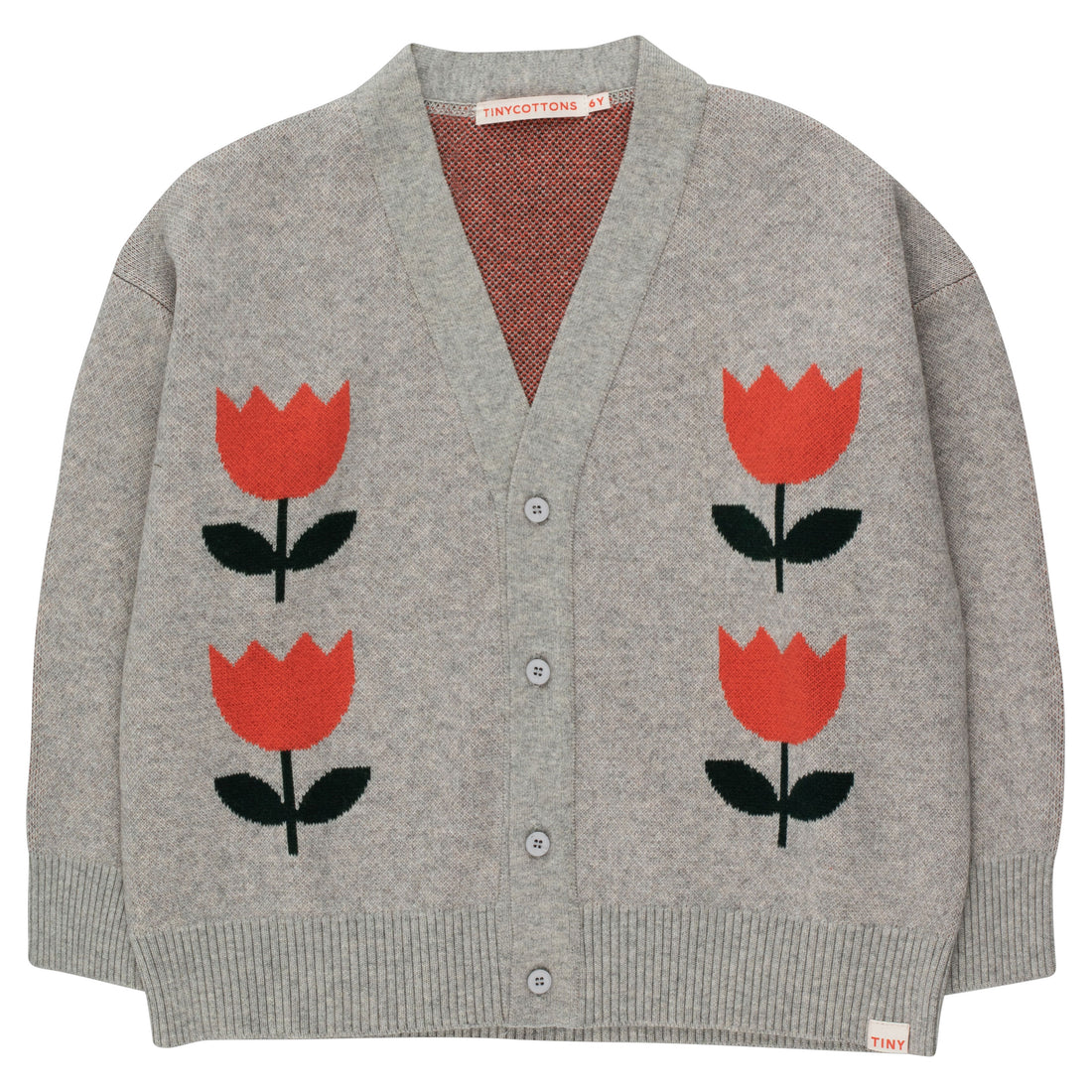 Tiny Cottons Sandstone Melange Flowers Cardigan