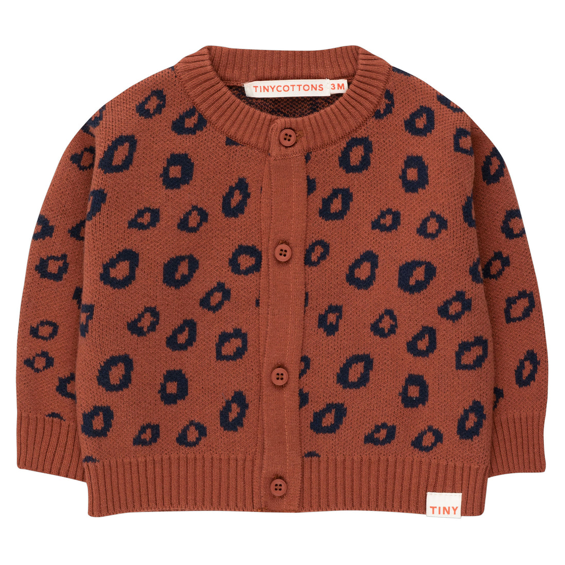 Tiny Cottons Chestnut/Navy Animal Print Baby Cardigan