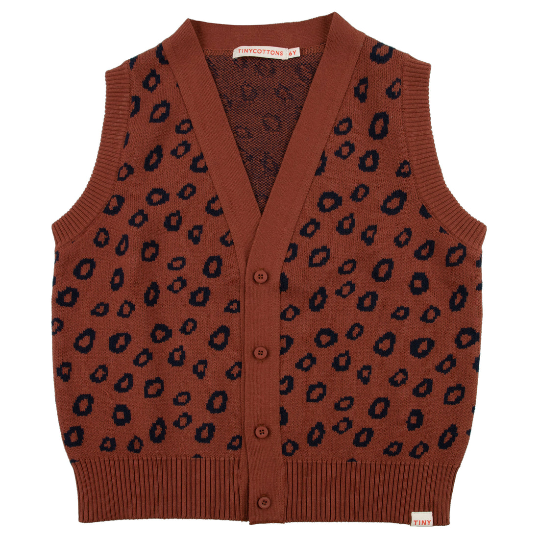 Tiny Cottons Chestnut/Navy Animal Print Vest