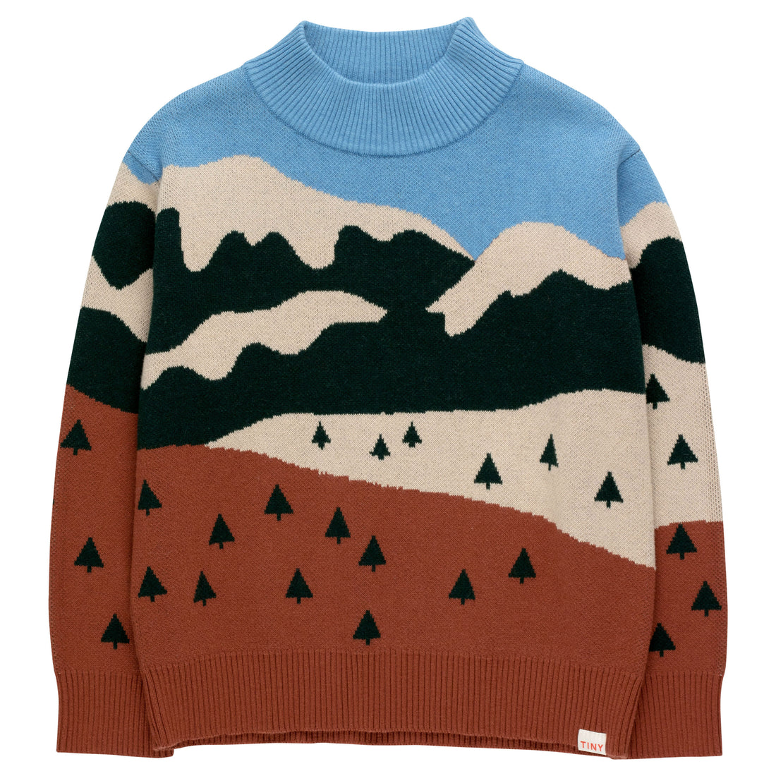 Tiny Cottons Multicolor Landscape Mockneck Sweater