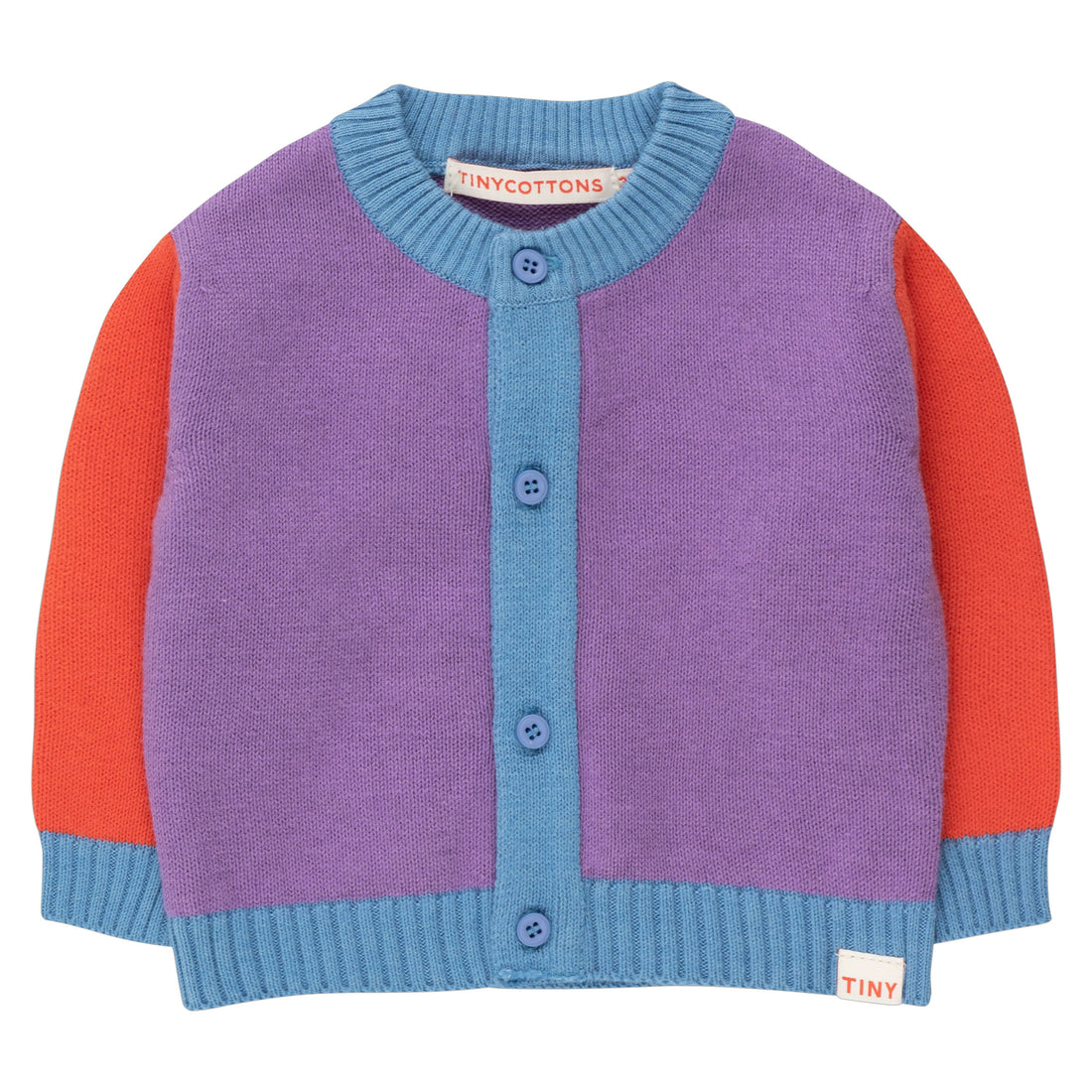 Tiny Cottons Violet/Summer Red Color Block Baby Cardigan