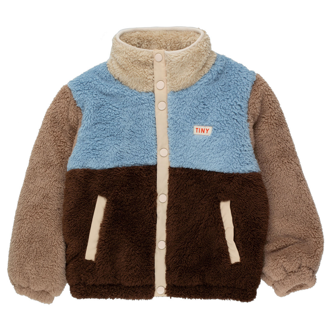 Tiny Cottons Chocolate/Grey Color Block Polar Sherpa Jacket