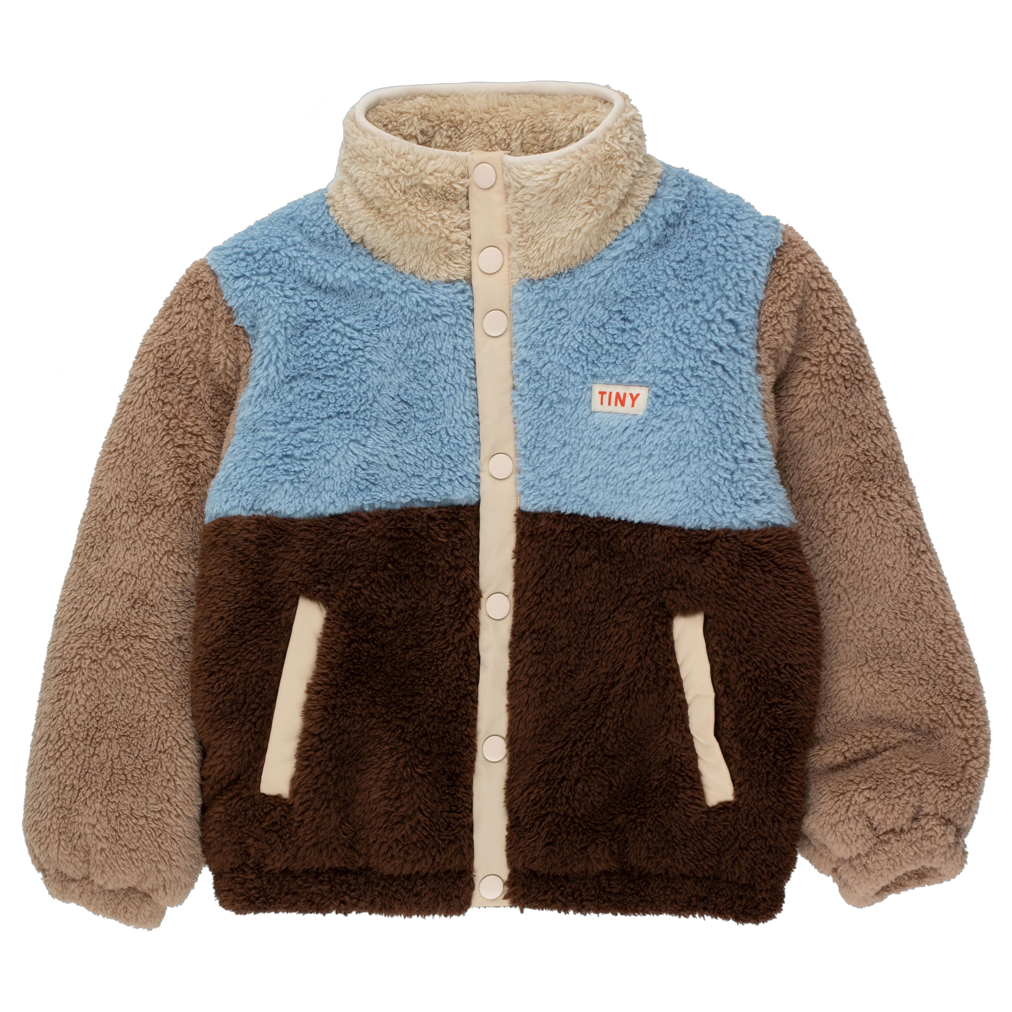 Tiny Cottons Chocolate/Grey Color Block Polar Sherpa Jacket – Ladida
