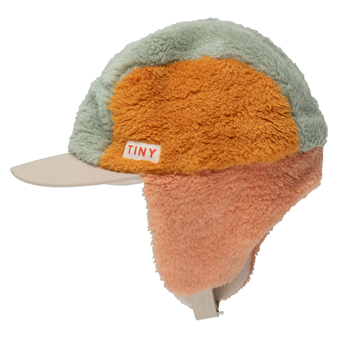 Tiny Cottons Light Brown/Sage Color Block Polar Sherpa Chapka