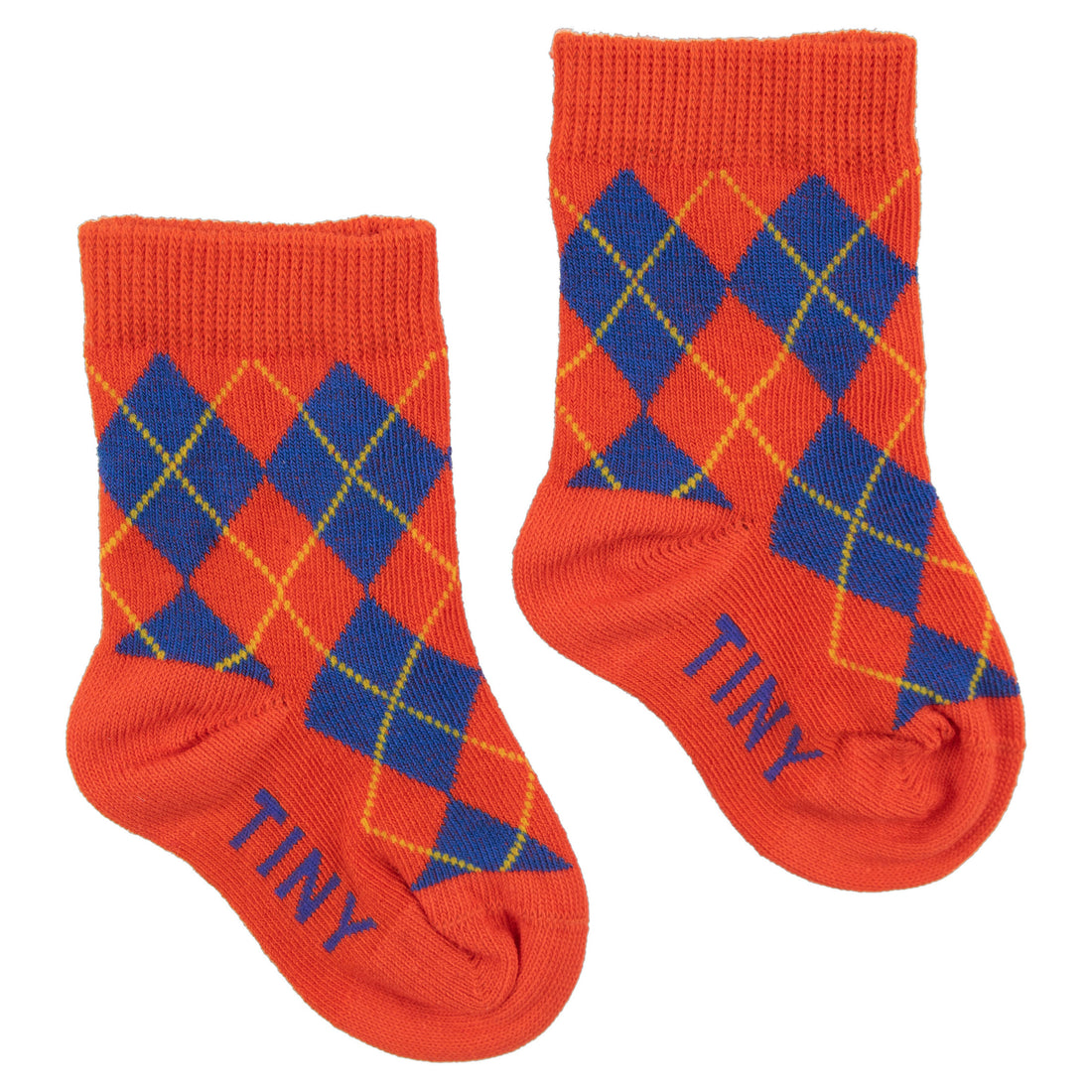 Tiny Cottons Summer Red/Indigo Diamond High Socks