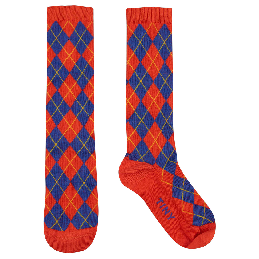 Tiny Cottons Summer Red/Indigo Diamond High Socks